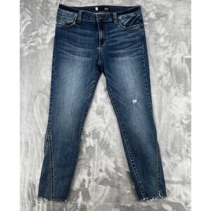 Kut From The Kloth Connie Ankle Skinny Jeans Womens 10 Blue Stretch Raw Hem